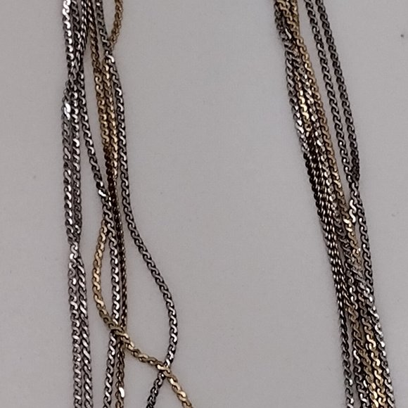 Silver & Gold Tone Multiple Layer Necklace - Picture 5 of 7